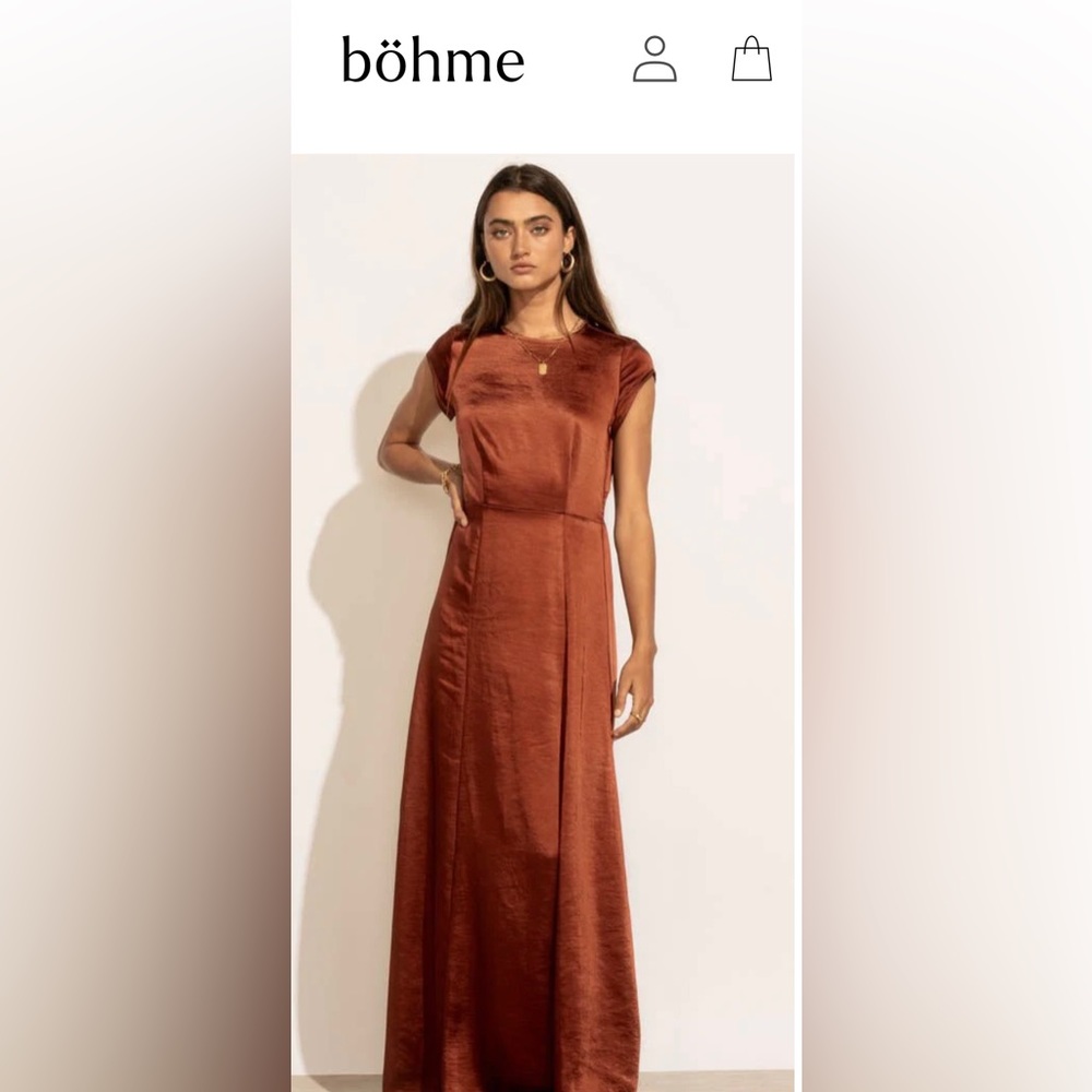 NWT Satin Maxi from Bohme. This season. Cinnamon or Ginger in Color.